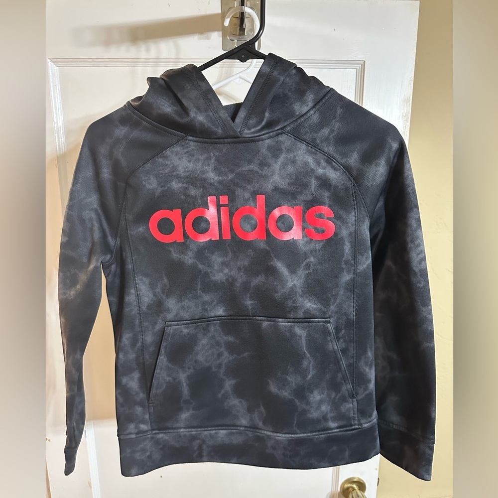 Adidas Kids Black Hoodie with Red Logo